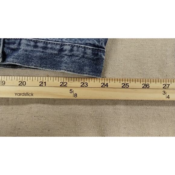 Wrangler Jean Shorts Mens 48 Blue Medium Wash Loose Belt Loop Worn Hem - Picture 9 of 12